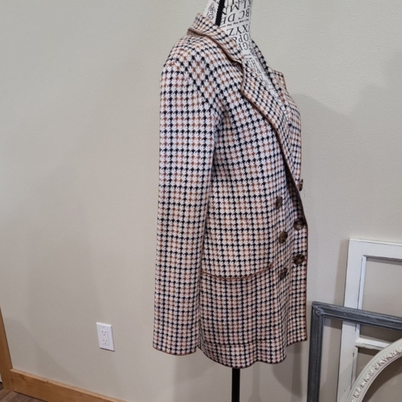 Marled Reunited Clothing Sweater Cardigan Blazer Womens SZ Sm. Navy Houndtooth - Picture 5 of 11